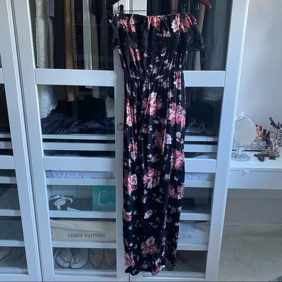 Forever 21 off shoulder lace floeal maxi dress - Picture 1 of 5